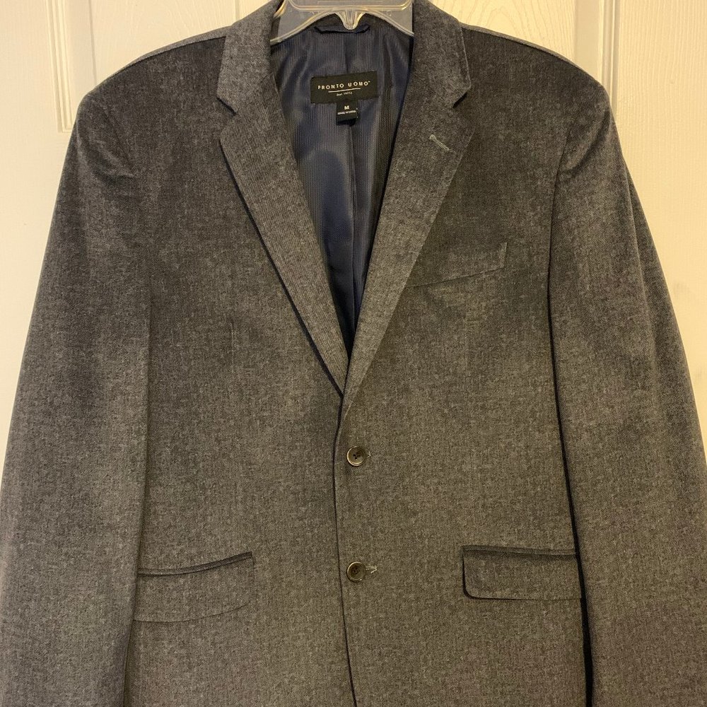 Men's Grey Button-Up Suit Jacket Long Sleeve